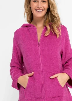 Mujer bonprix bonprix Albornoz de rizo de algodón orgánico con cremallera