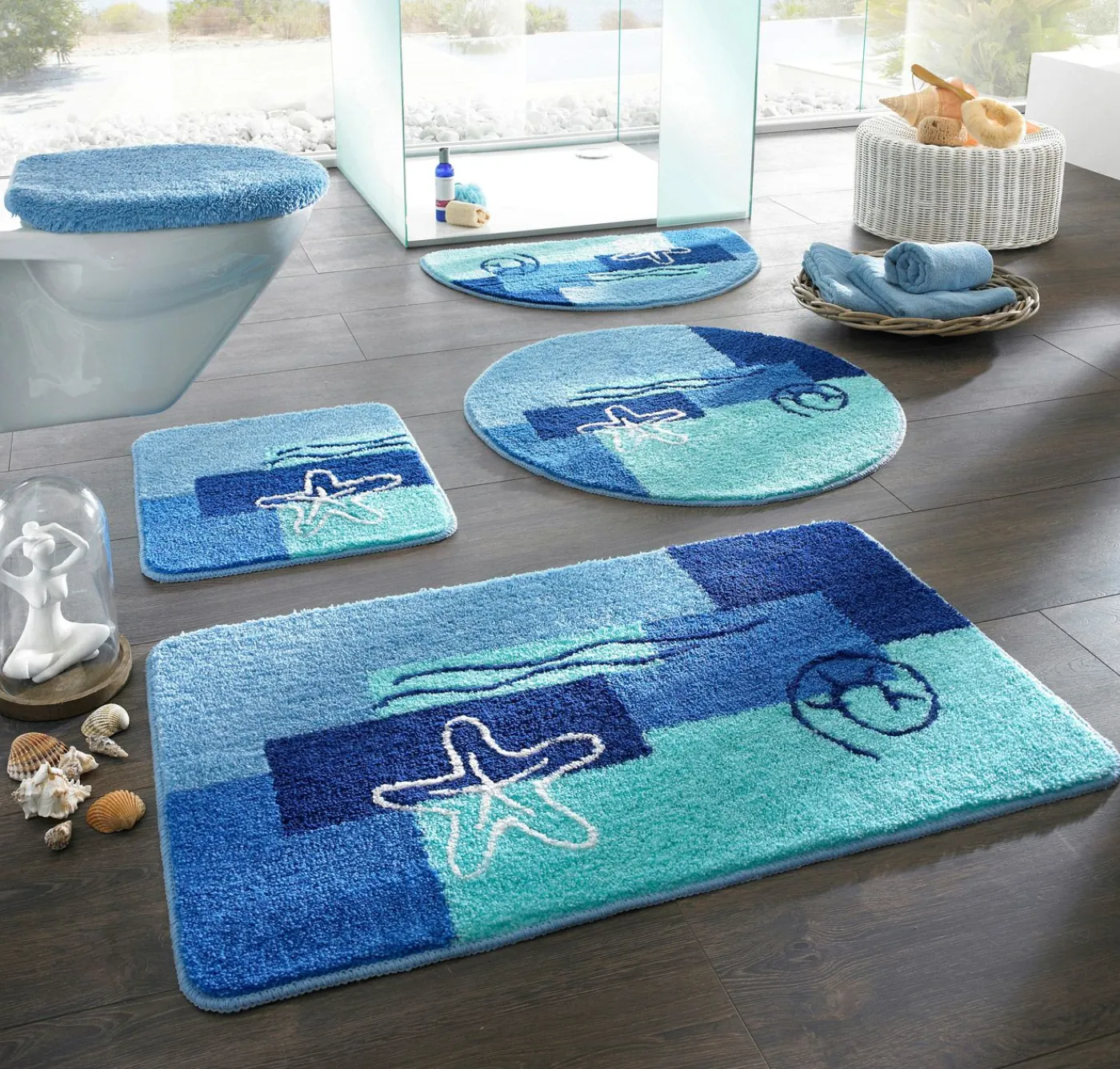 bonprix bonprix Muebles De Baño·Alfombrillas De Baño|Alfombrillas De Baño>Alfombra de baño con motivos marítimos Azul
