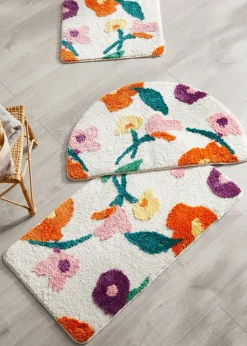 bonprix bonprix Muebles De Baño·Alfombrillas De Baño|Alfombrillas De Baño>Alfombrilla de baño acolchada con un colorido diseño floral Azul petróleo