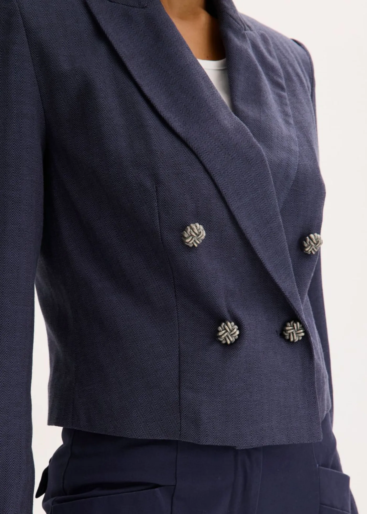 bonprix bonprix Blazers>Americana corta con estructura azul marino moteado