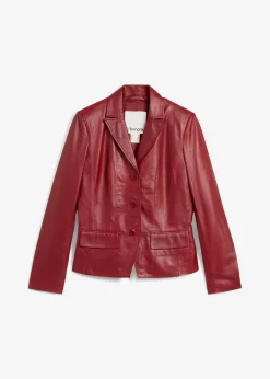 bonprix bonprix Premium|Blazers>Americana corta de napa de cordero rojo castaño