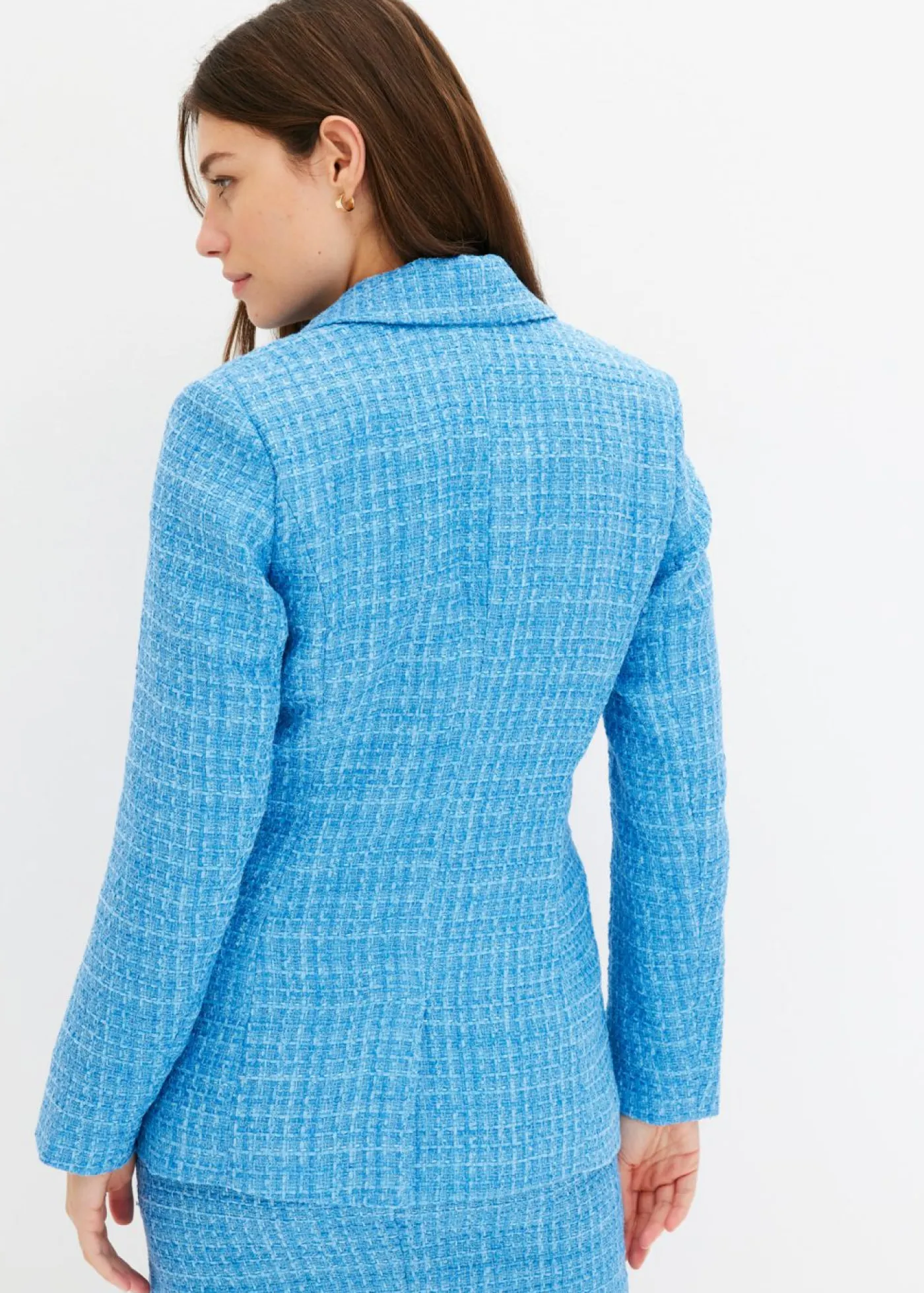 bonprix bonprix Blazers>Americana de bouclé con doble botonadura azul brillante moteado