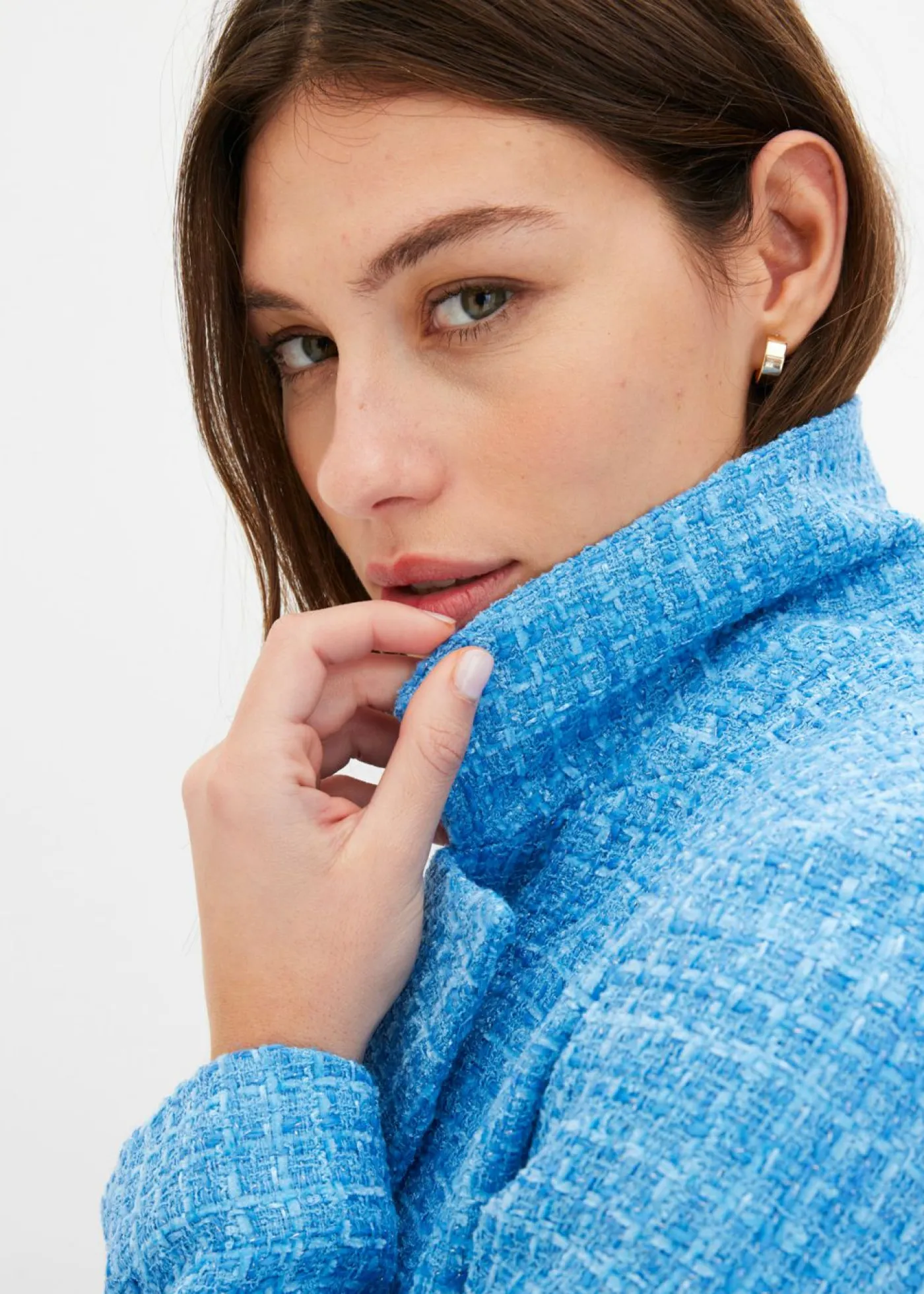 bonprix bonprix Blazers>Americana de bouclé con doble botonadura azul brillante moteado