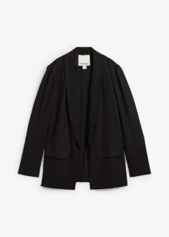 bonprix bonprix Blazers>Americana de corte ancho en mezcla de lino y viscosa Negro