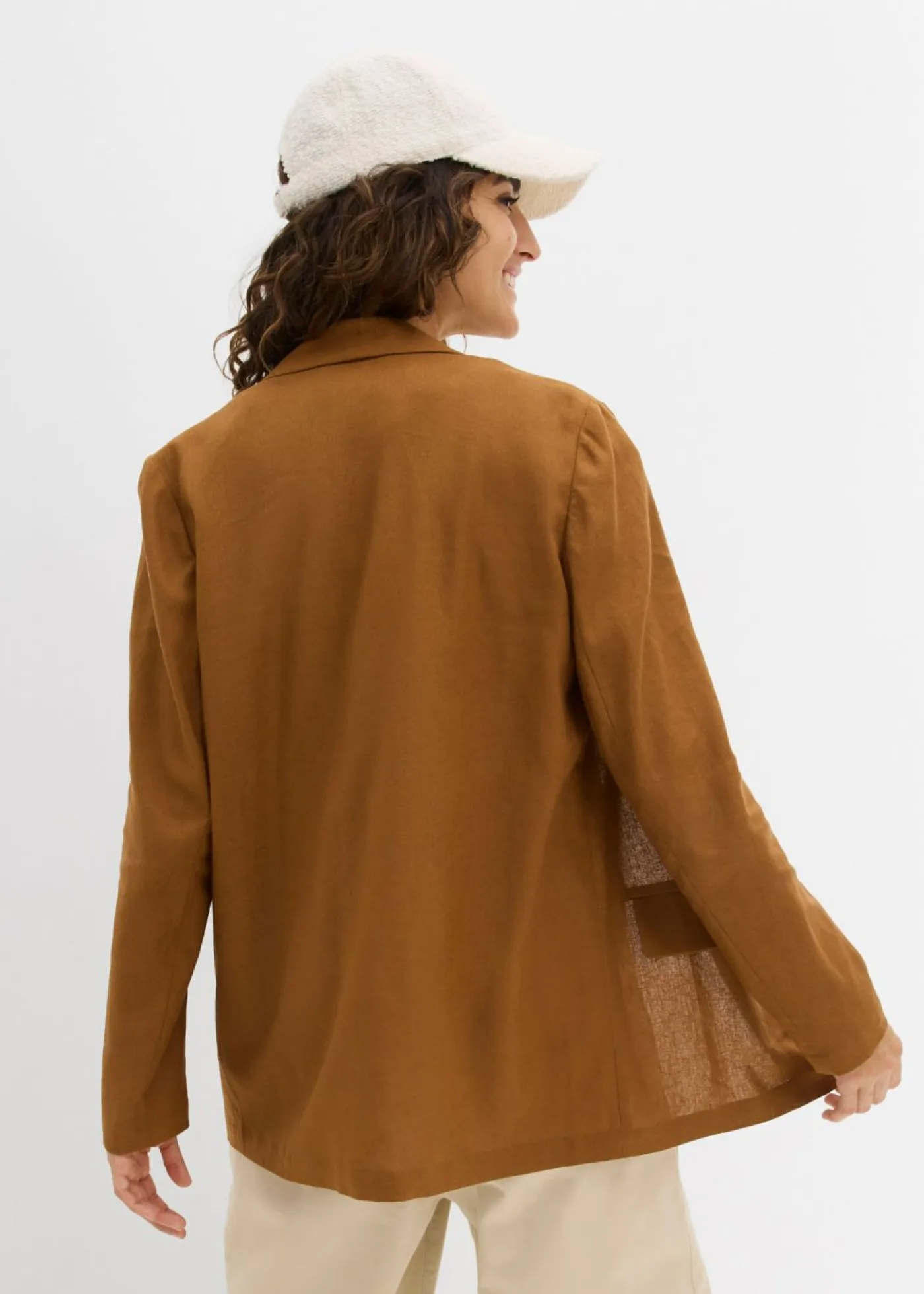 Mujer bonprix bonprix Americana de corte ancho en mezcla de lino y viscosa