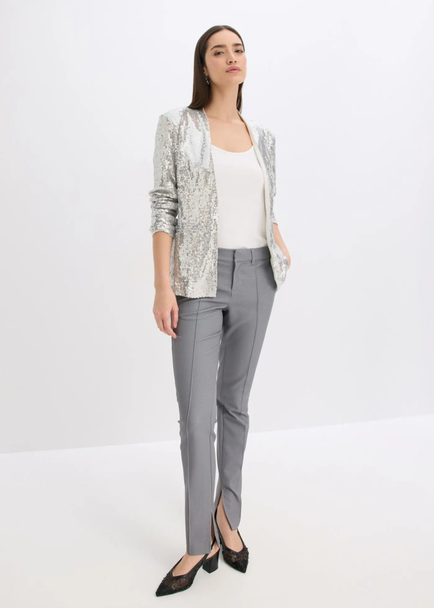 bonprix bonprix Blazers>Americana de lentejuelas Plata