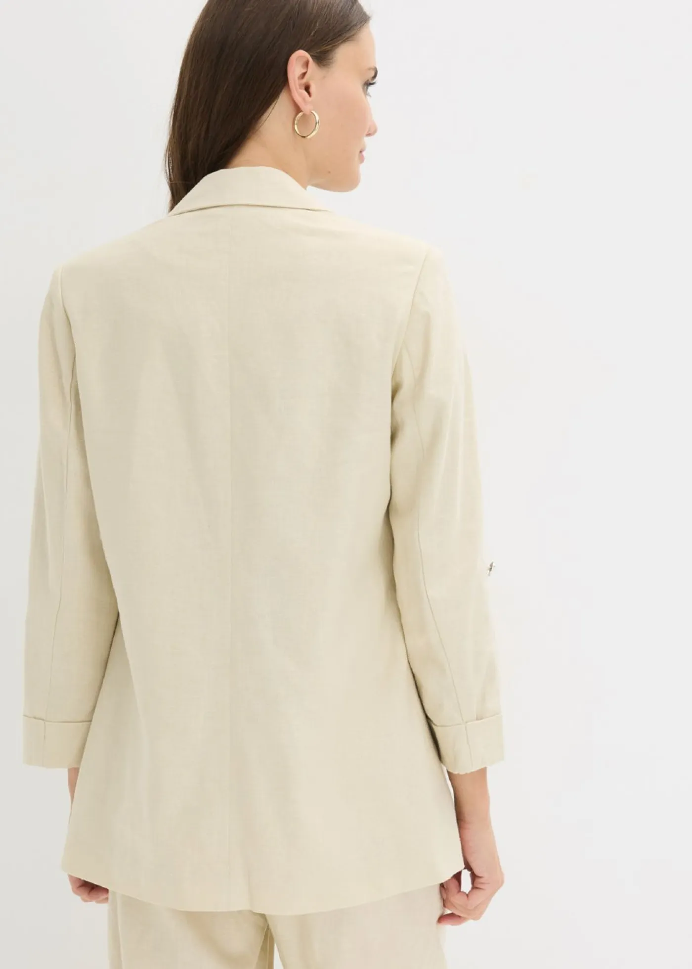 bonprix bonprix Blazers|Novedades>Americana de lino con mangas fruncidas Arena claro