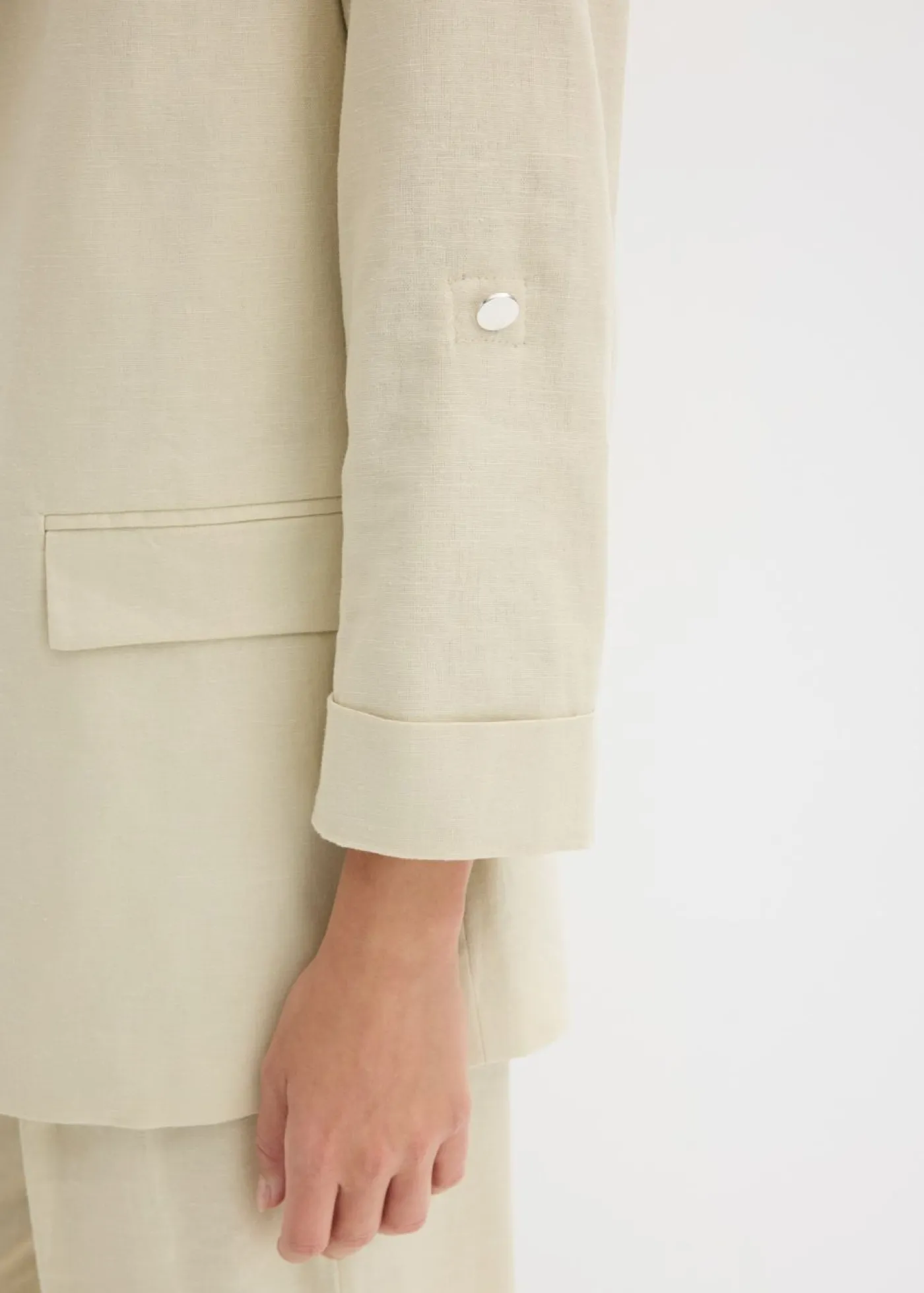 bonprix bonprix Blazers|Novedades>Americana de lino con mangas fruncidas Arena claro