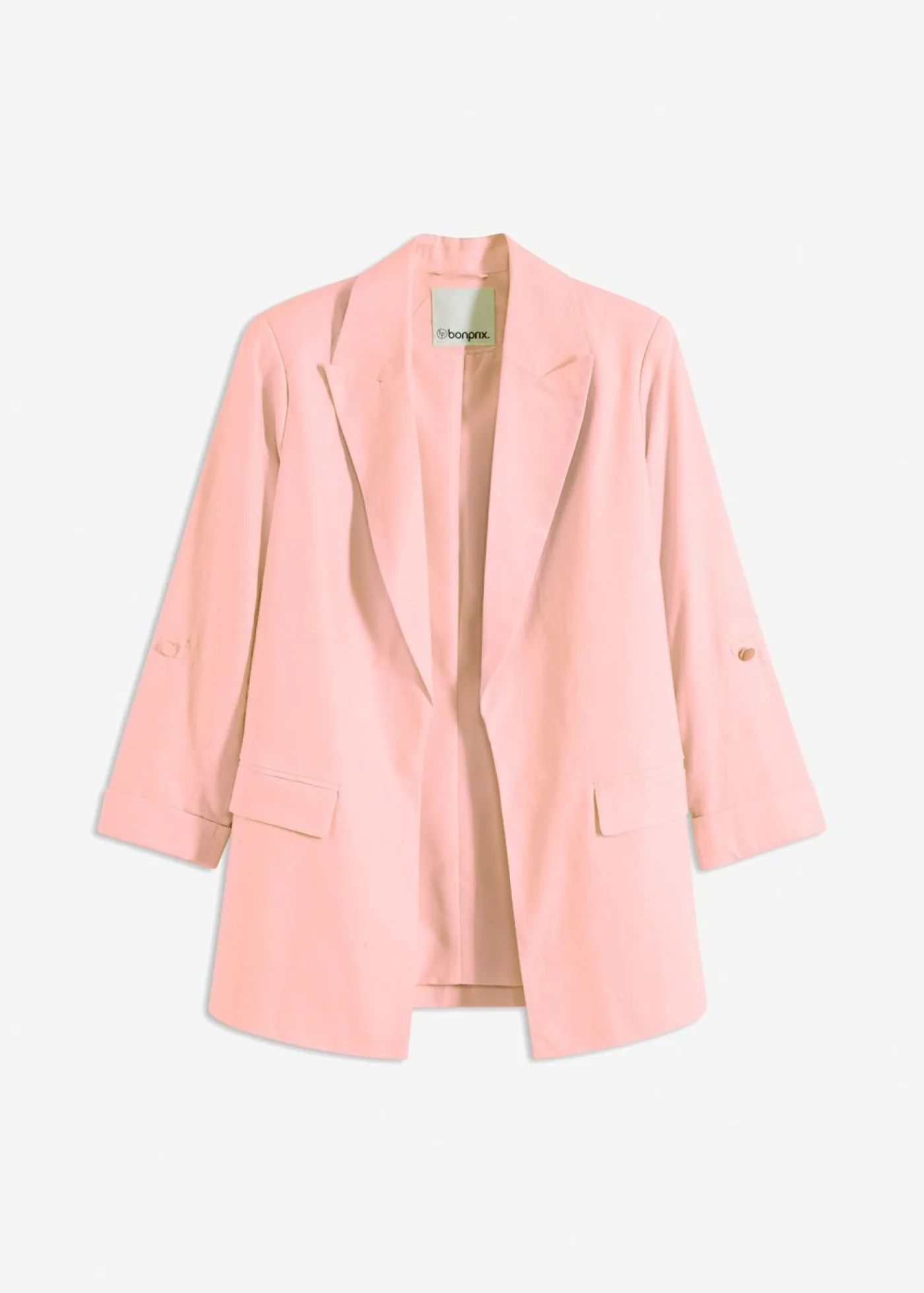 bonprix bonprix Blazers|Novedades>Americana de lino con mangas fruncidas rosa pálido