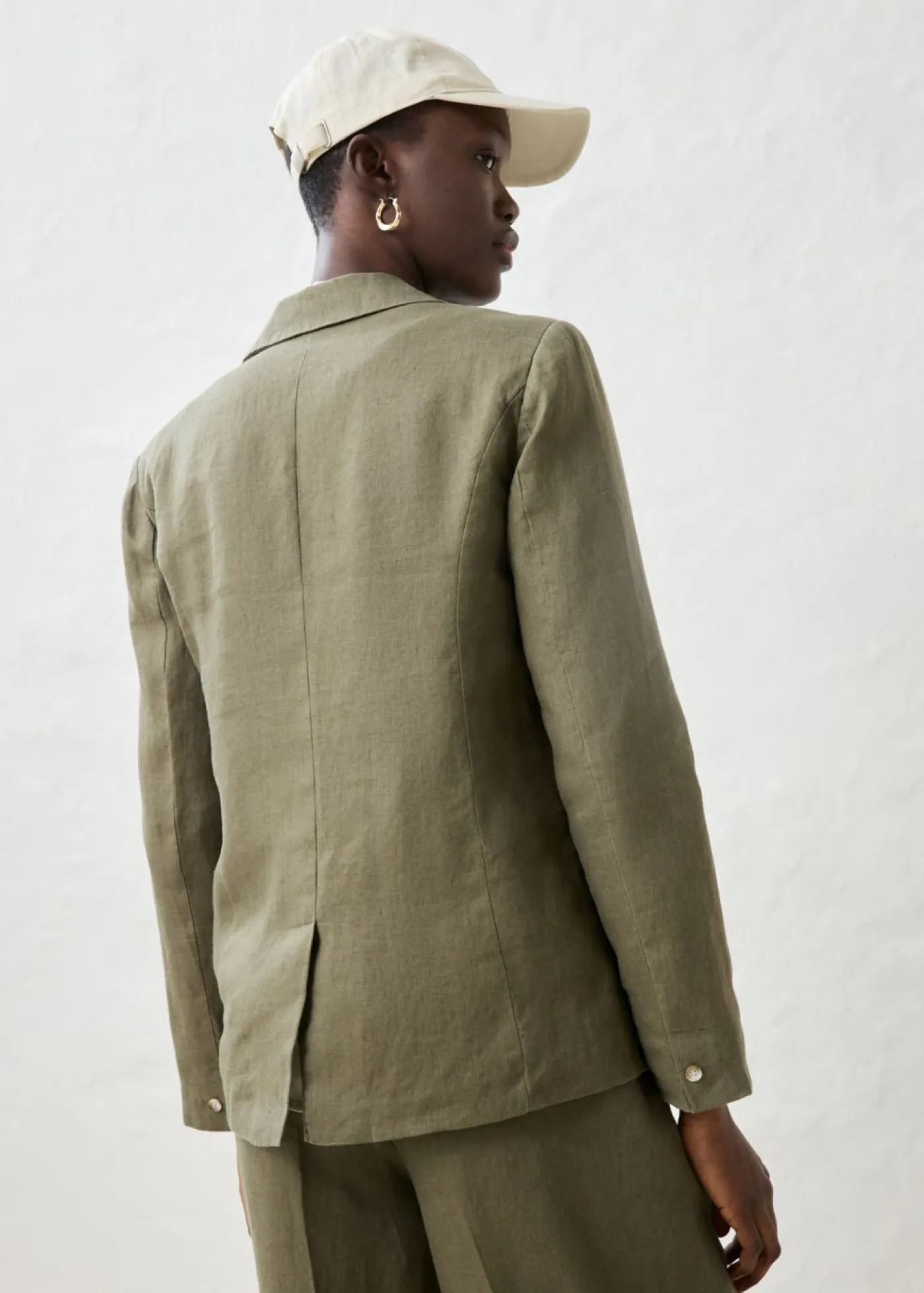 bonprix bonprix Premium|Blazers>Americana de lino puro Verde oliva oscuro