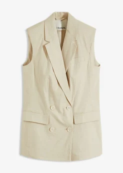 bonprix bonprix Blazers>Americana de lino sin mangas Arena claro