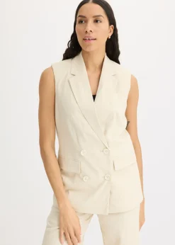 bonprix bonprix Blazers>Americana de lino sin mangas Arena claro