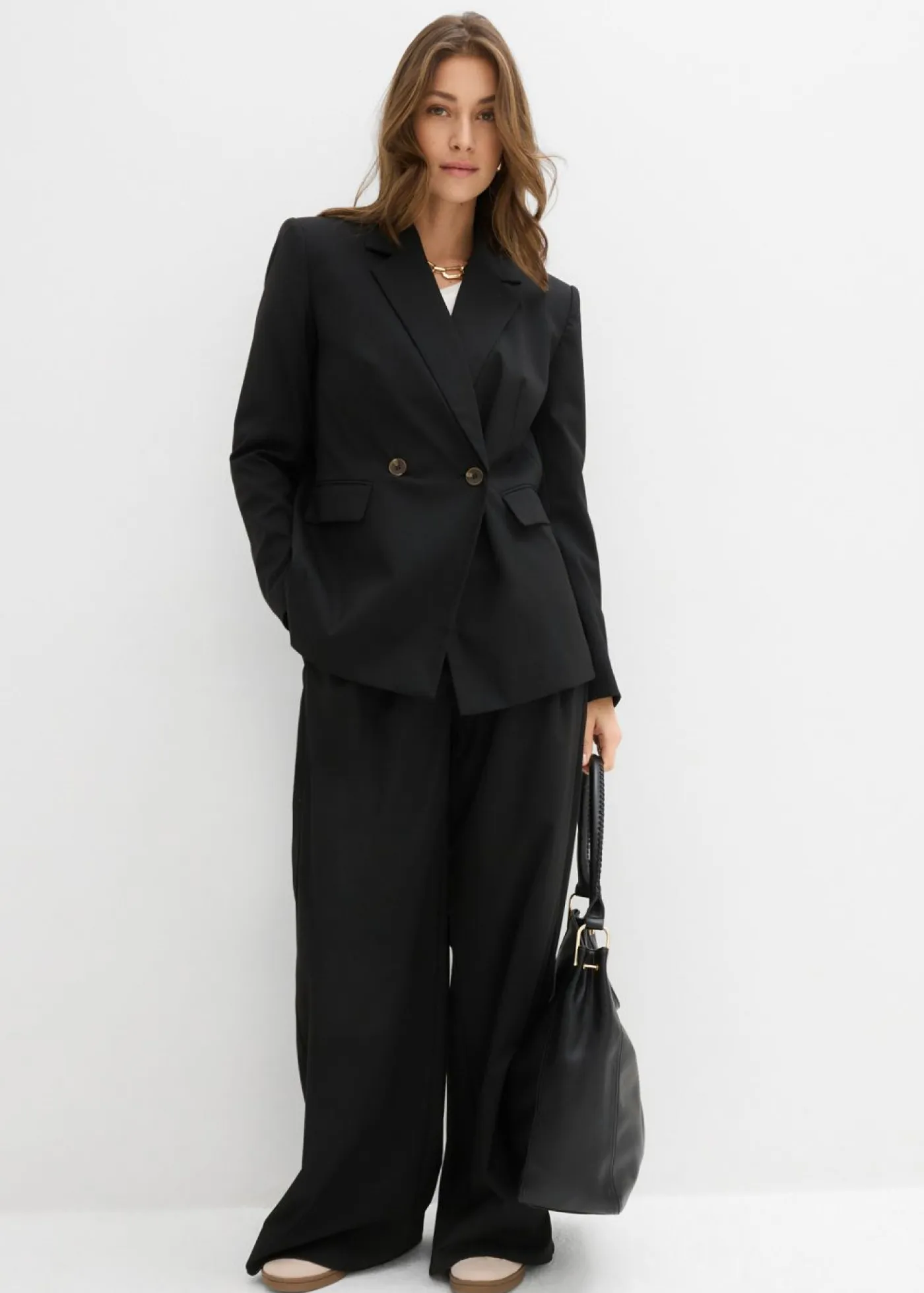 bonprix bonprix Blazers>Americana de mezcla de viscosa Negro