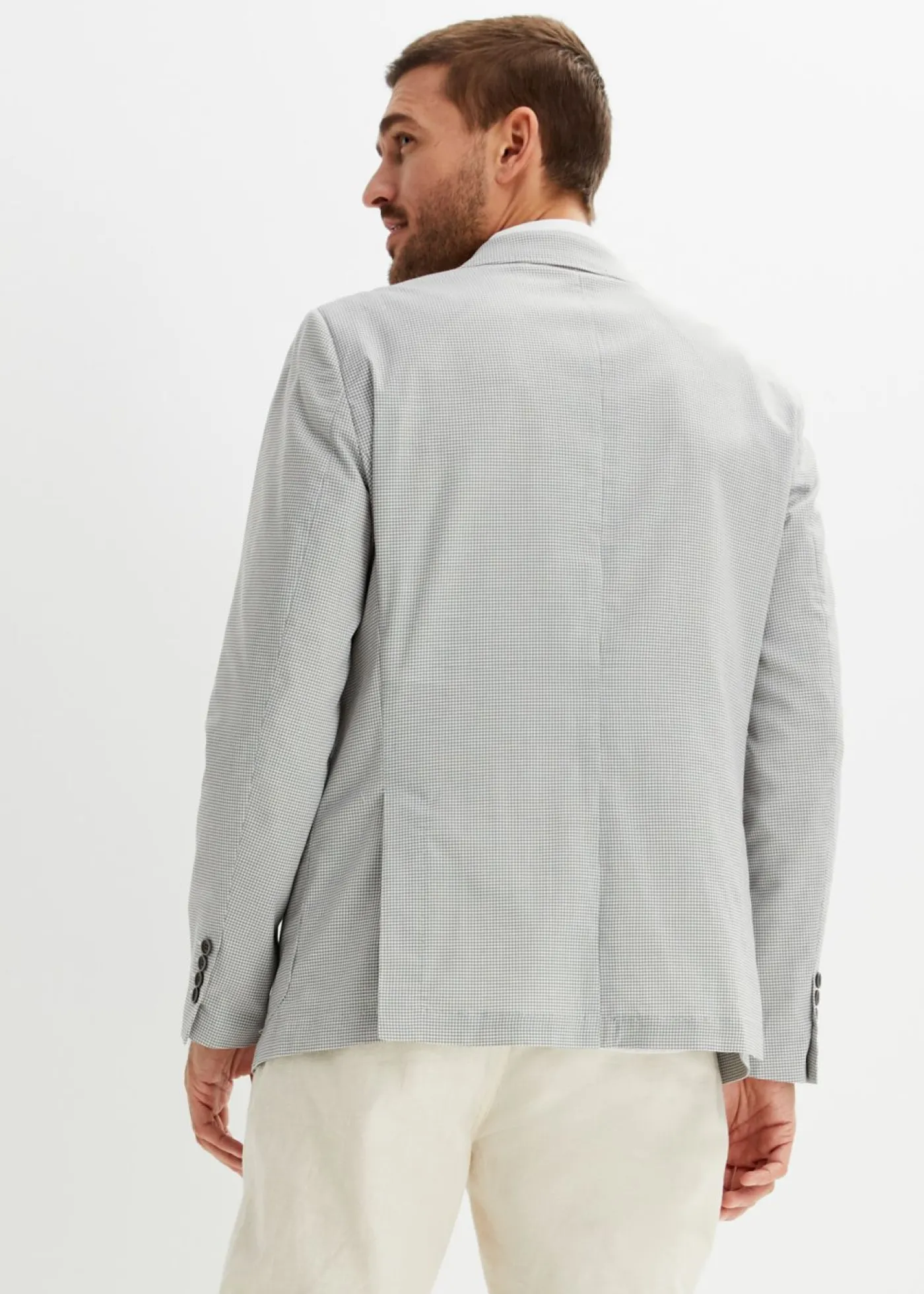 bonprix bonprix Trajes>Americana de milrayas con corte regular blanco lana/gris claro moteado