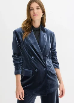 bonprix bonprix Blazers>Americana de terciopelo suave Azul marino