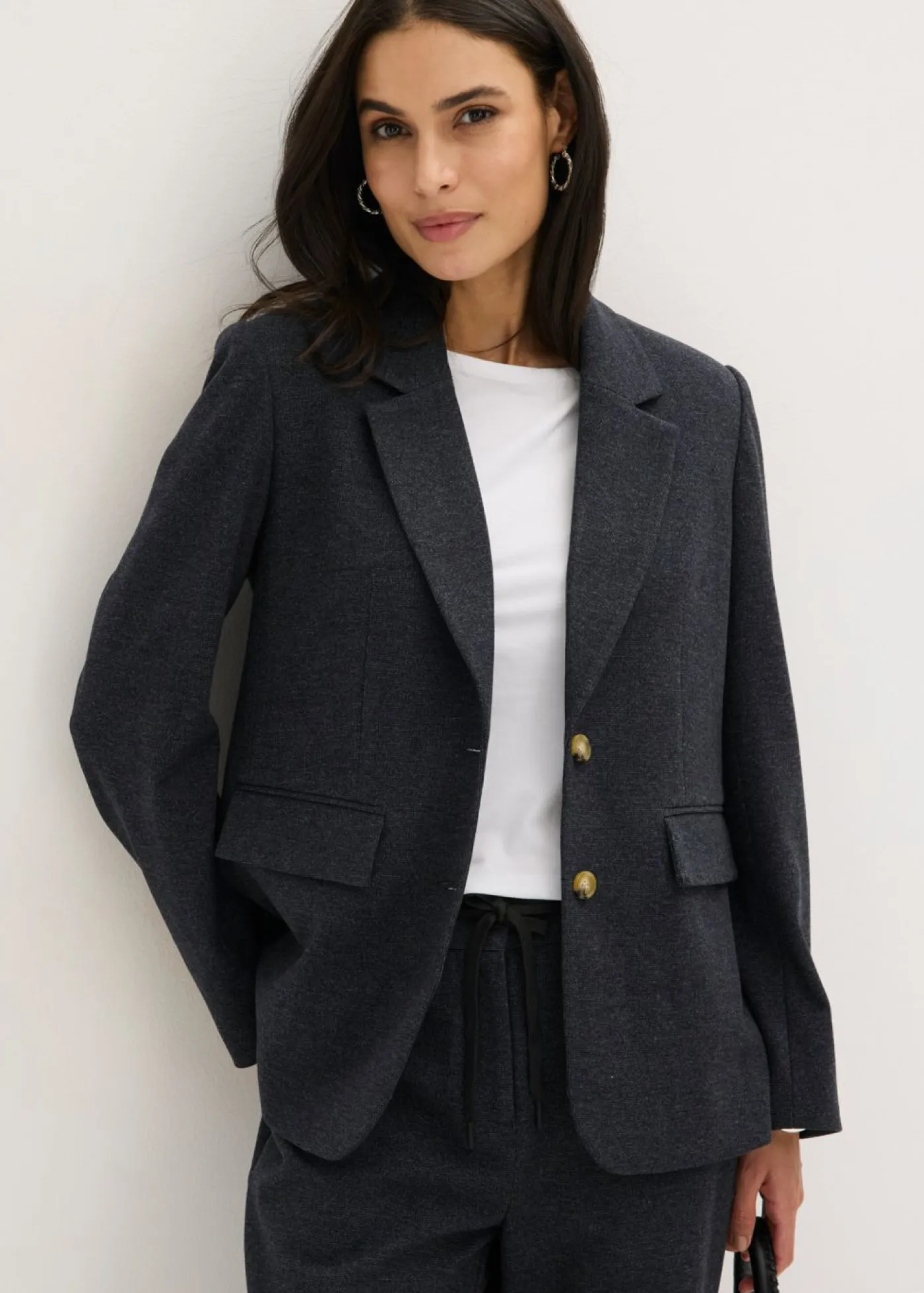 bonprix bonprix Blazers>Americana elástica de una sola fila azul marino moteado