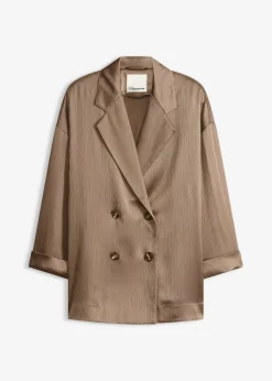 bonprix bonprix Blazers>Americana holgada con doble botonadura Marrón grisáceo