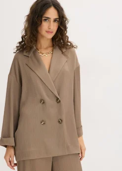 bonprix bonprix Blazers>Americana holgada con doble botonadura Marrón grisáceo