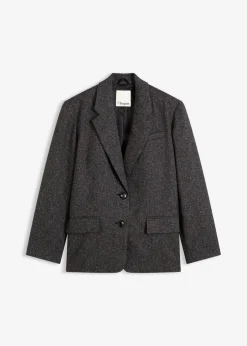 bonprix bonprix Esenciales|Blazers>Americana holgada de mezcla de viscosa fina gris jaspeado moteado