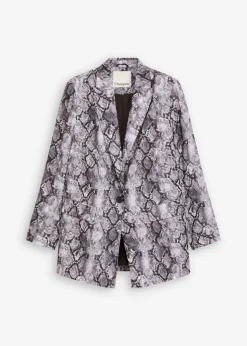 bonprix bonprix Blazers>Americana larga Gris marrón con estampado de serpiente