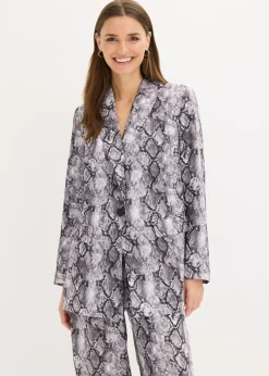 bonprix bonprix Blazers>Americana larga Gris marrón con estampado de serpiente