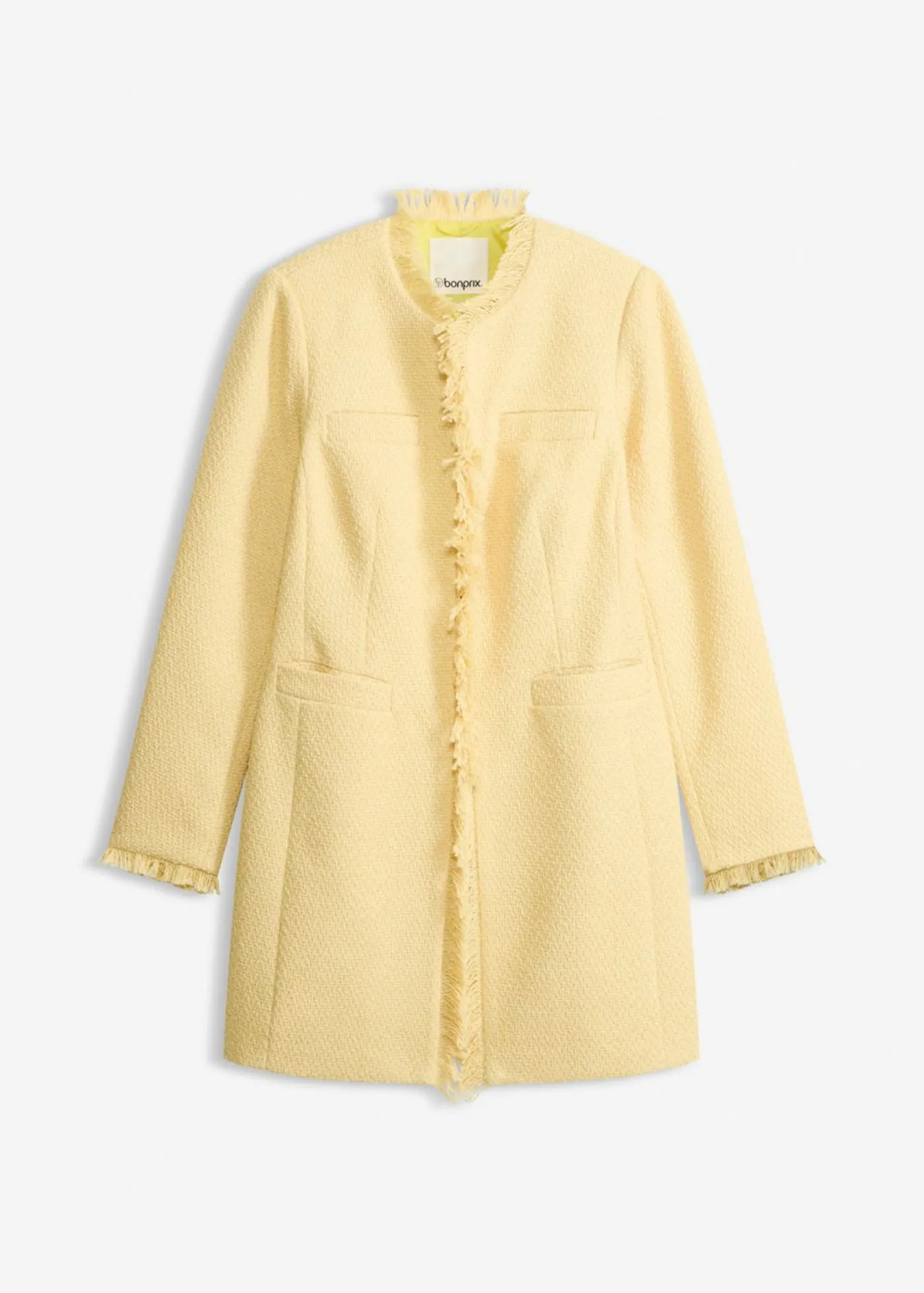 bonprix bonprix Blazers>Americana larga de bouclé Amarillo claro