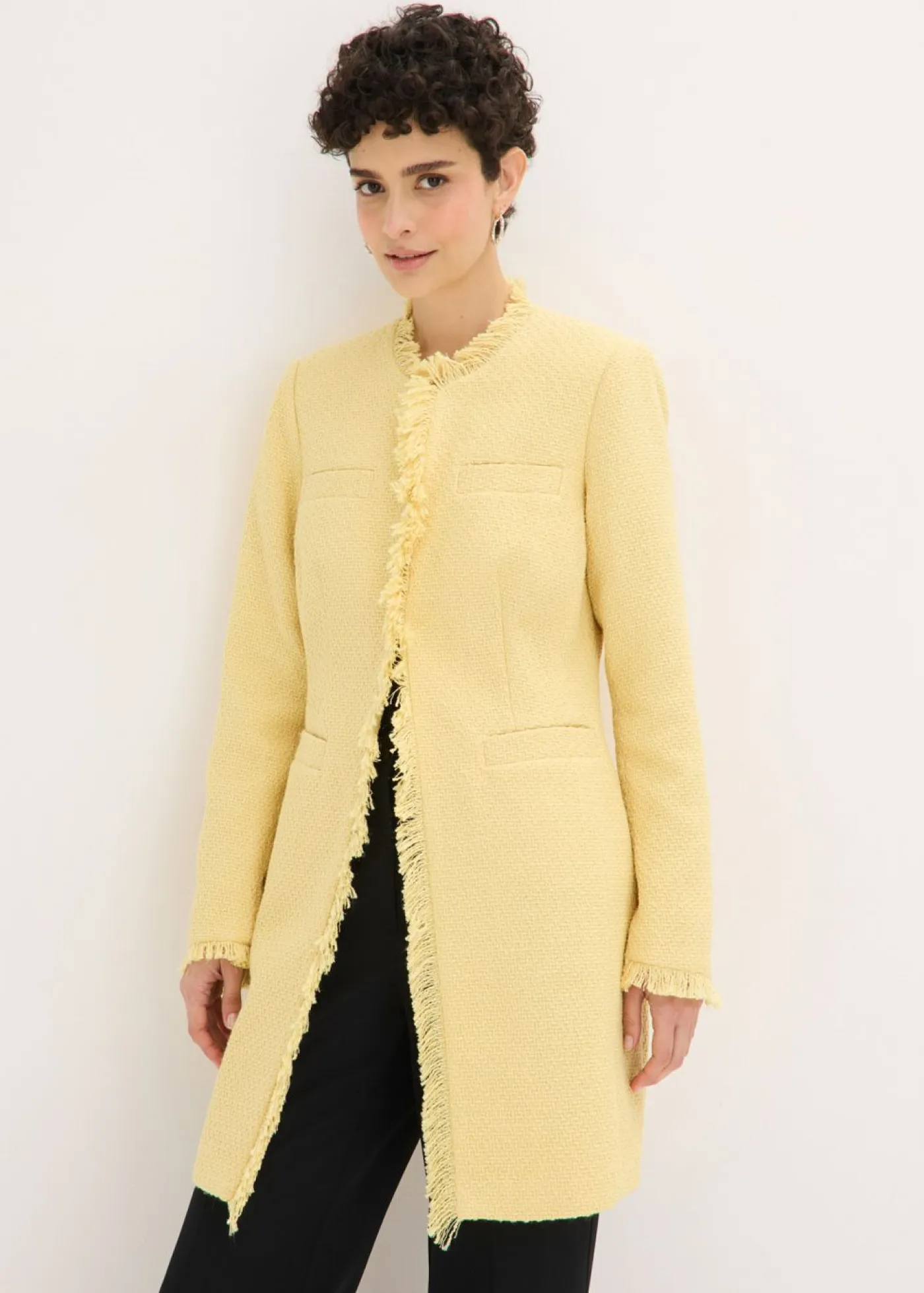 bonprix bonprix Blazers>Americana larga de bouclé Amarillo claro