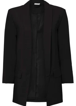 bonprix bonprix Blazers>Americana larga de mezcla de viscosa Negro