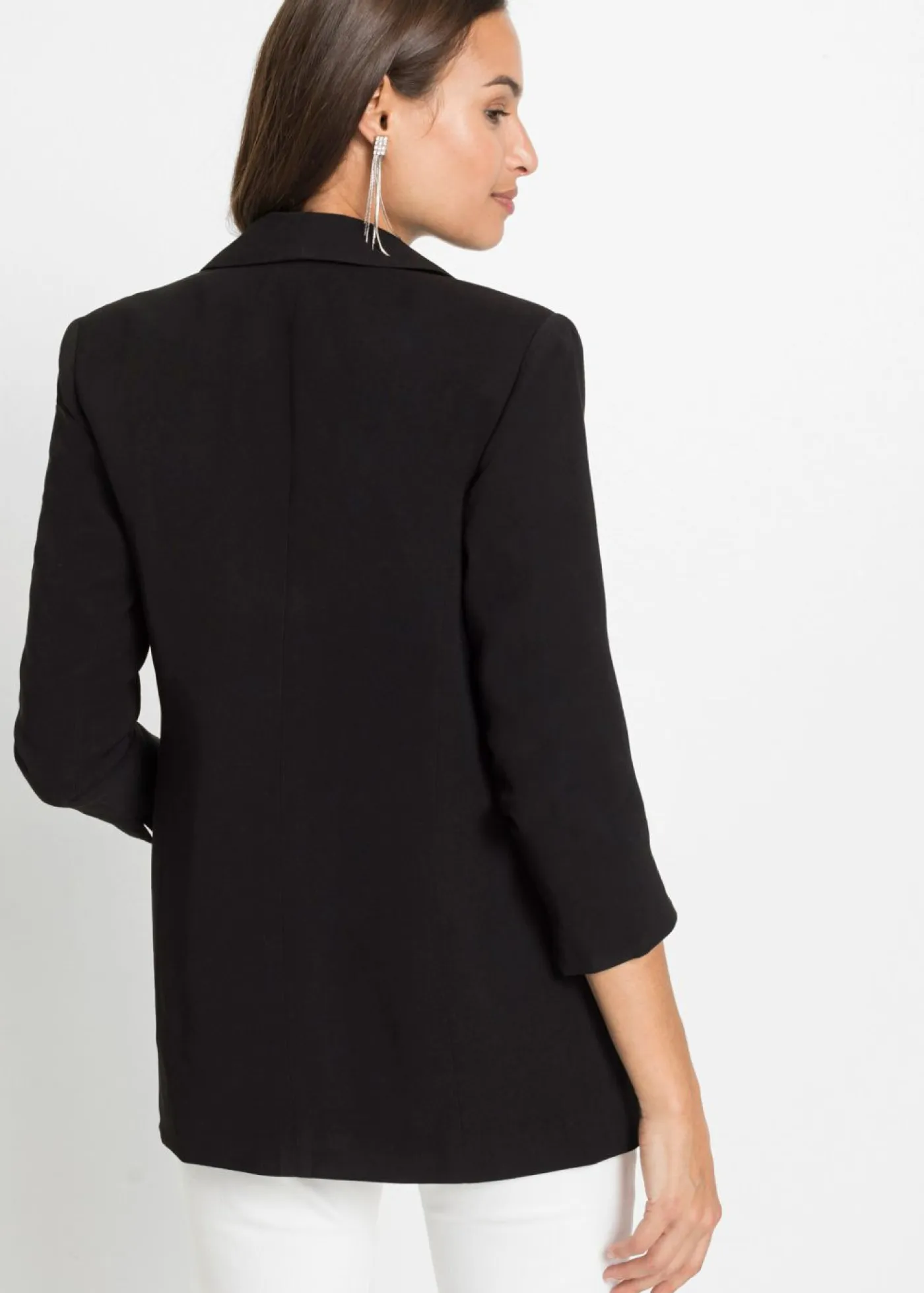 bonprix bonprix Blazers>Americana larga de mezcla de viscosa Negro