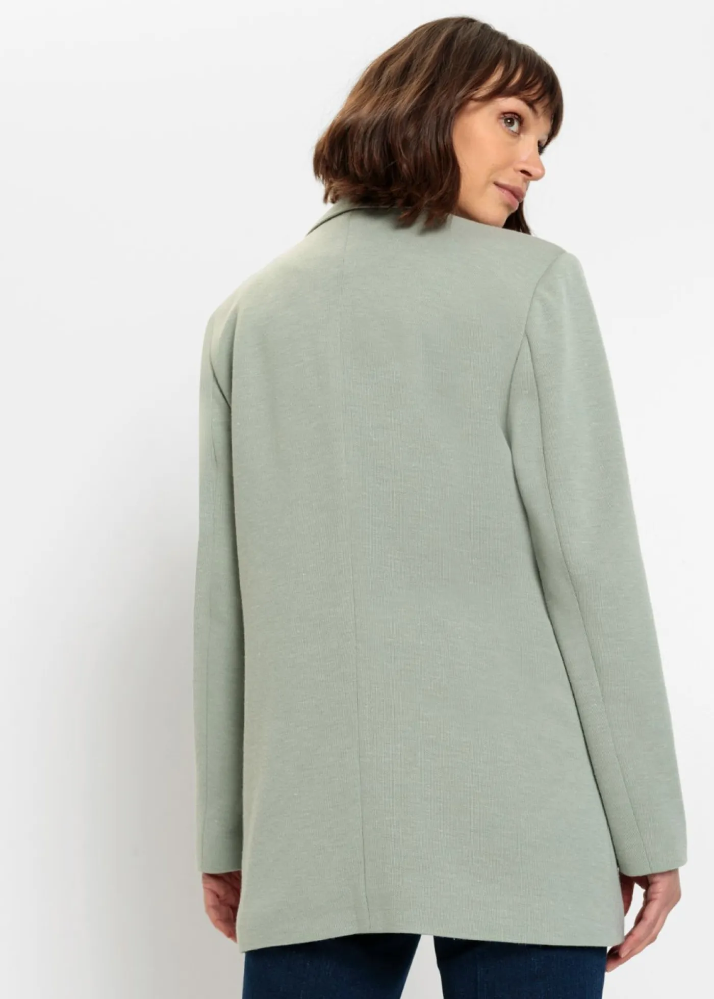 bonprix bonprix Blazers>Americana larga de punto con bolsillos Verde ahumado jaspeado