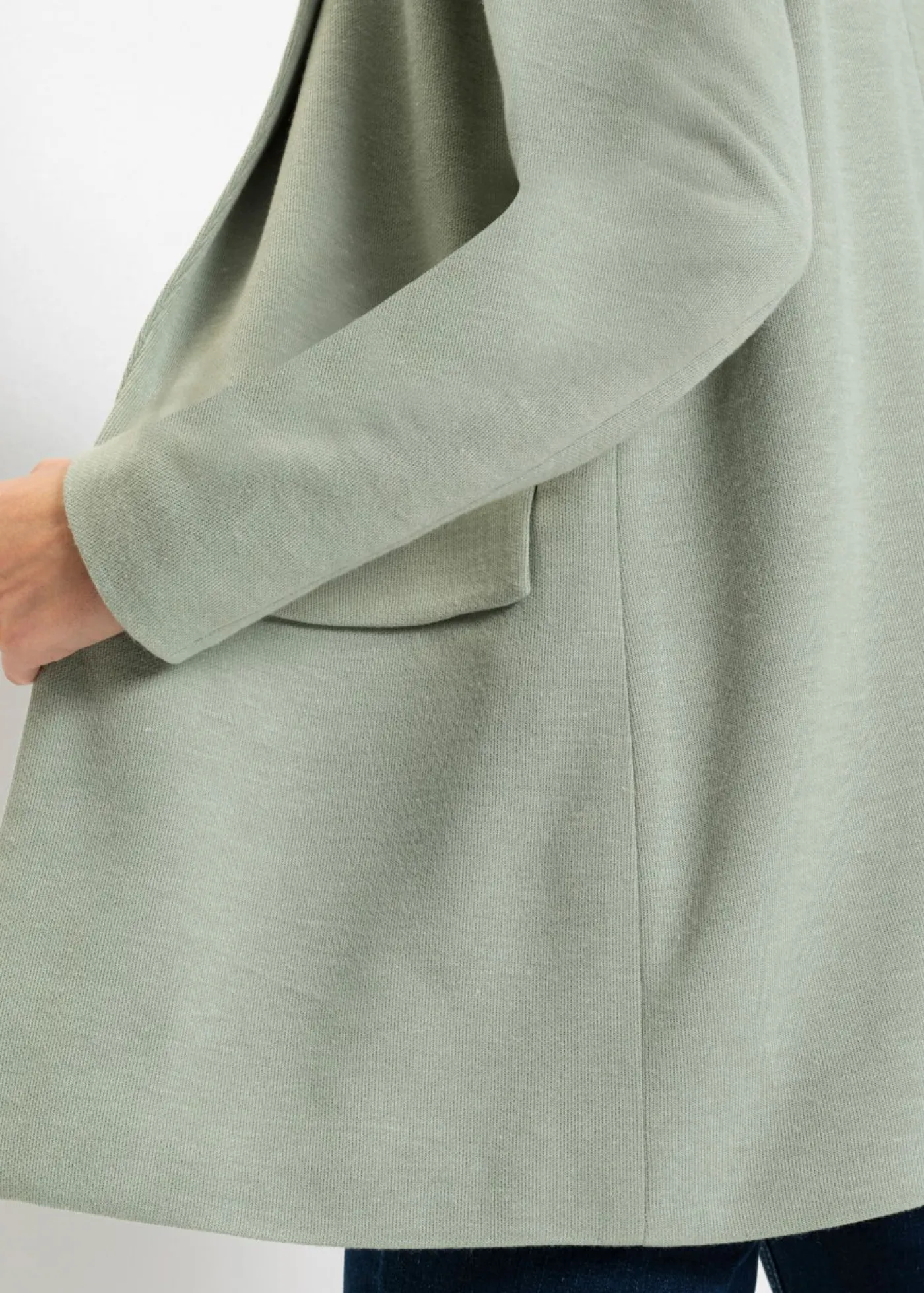 bonprix bonprix Blazers>Americana larga de punto con bolsillos Verde ahumado jaspeado