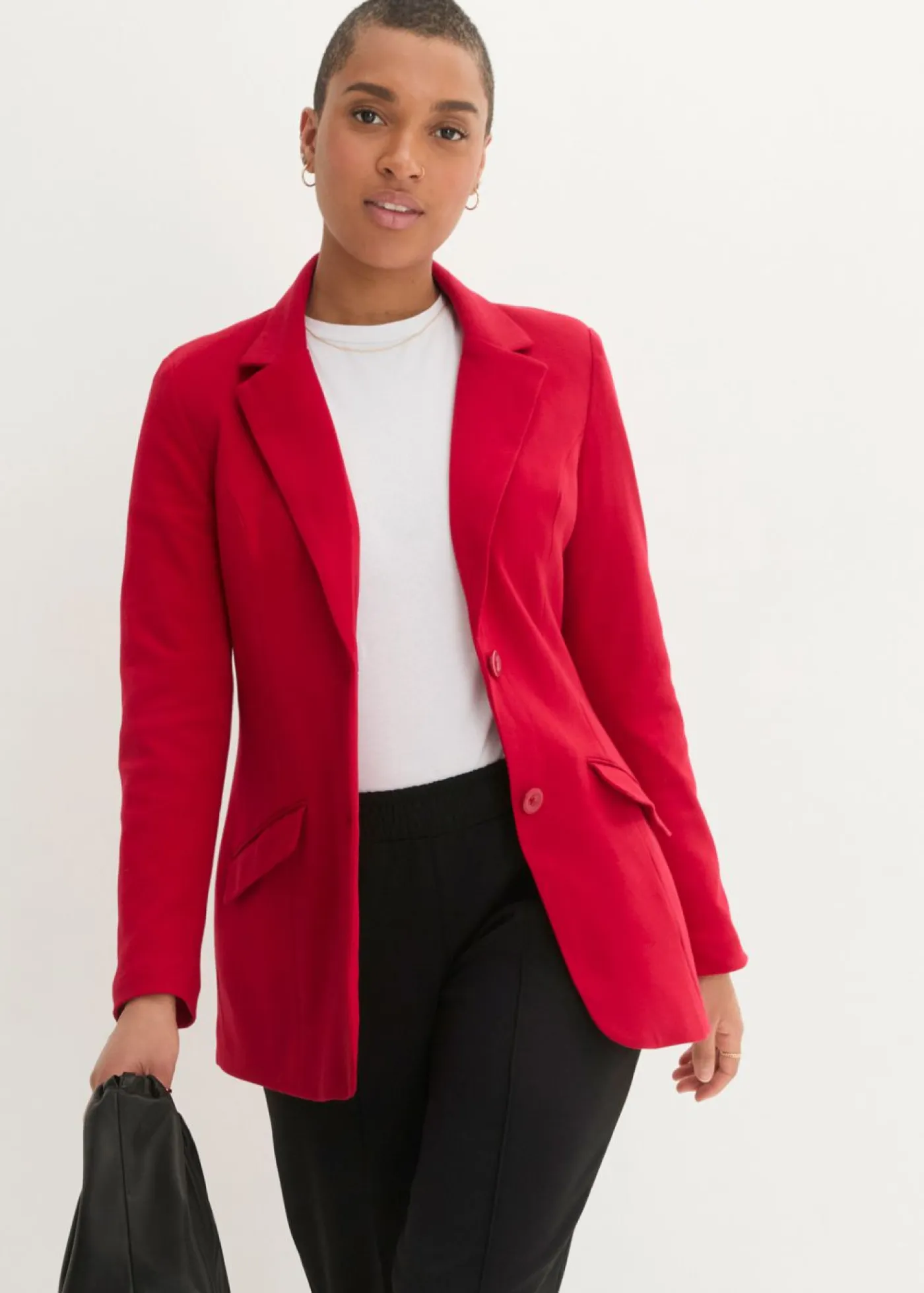 bonprix bonprix Blazers>Americana larga de punto de algodón rojo cayena