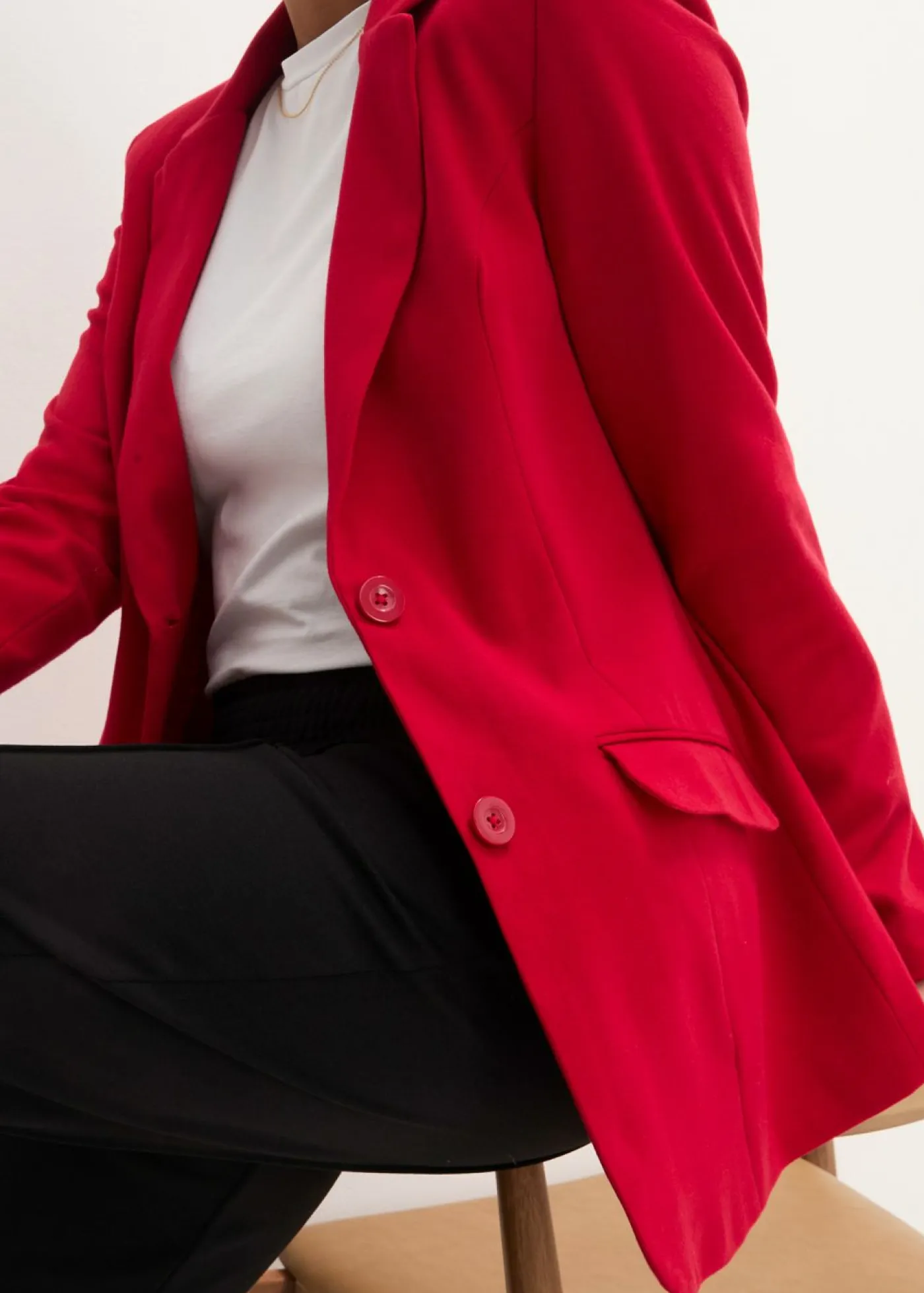 bonprix bonprix Blazers>Americana larga de punto de algodón rojo cayena