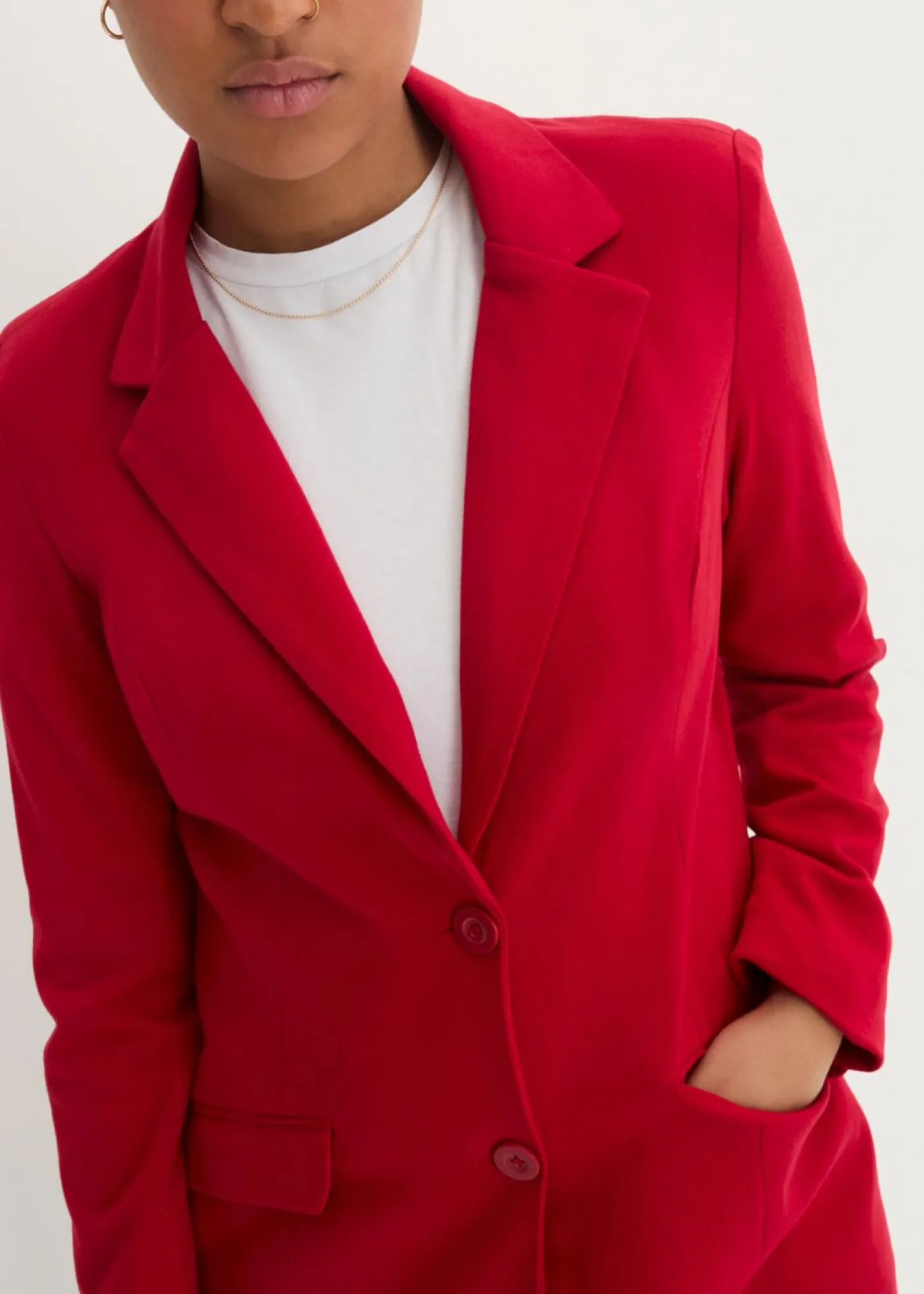 bonprix bonprix Blazers>Americana larga de punto de algodón rojo cayena