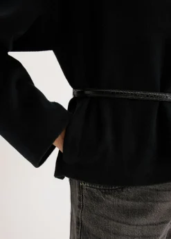 Mujer bonprix bonprix Americana oversized con cinturón en efecto lana, sin forro