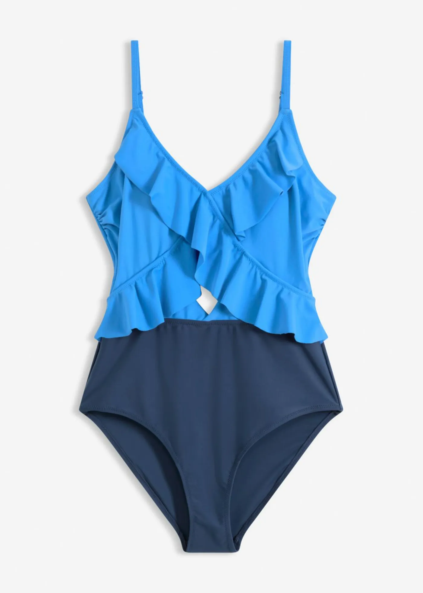 bonprix bonprix Ropa Para Ir A La Playa|Novedades>Bañador con abertura y volantes Azul acero/azul marino