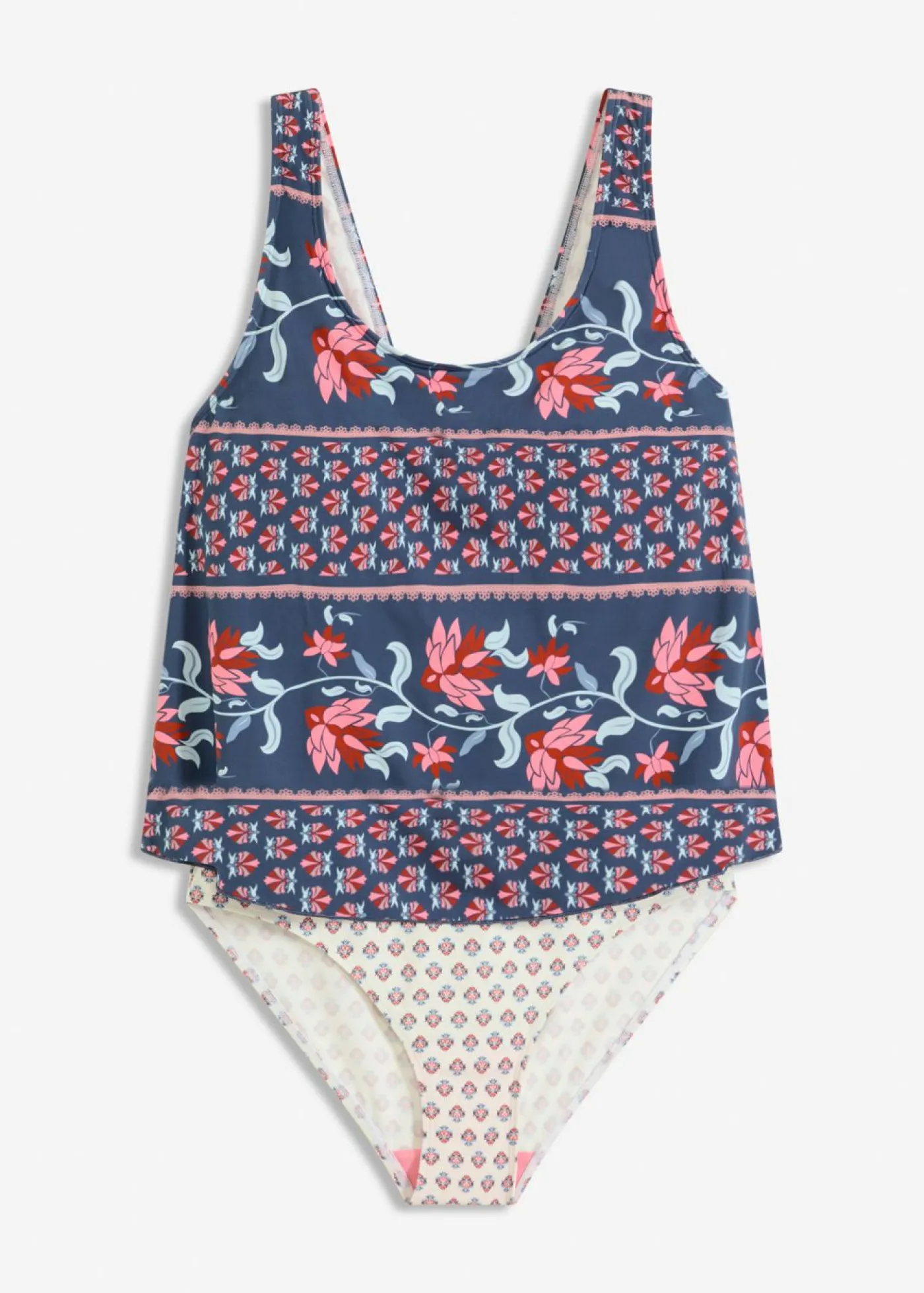 bonprix bonprix Bañadores>Bañador con aspecto de tankini azul-rosa pálido