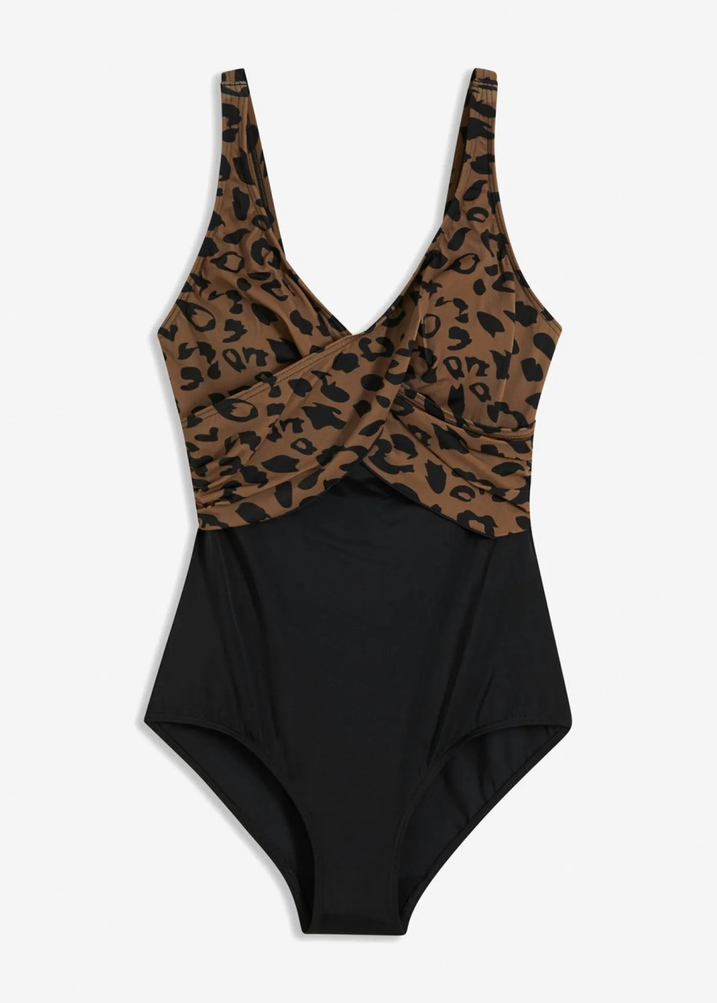 bonprix bonprix Novedades|Bañadores>Bañador con diseño cruzado Beige-negro con estampado de leopardo