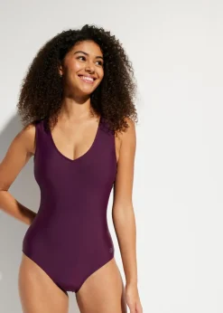 Mujer bonprix bonprix Bañador con efecto moldeador medio y escote en V