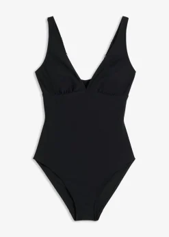 bonprix bonprix Ropa Para Ir A La Playa|Vestidos Moldeadores>Bañador con efecto moldeador medio y escote pronunciado Negro