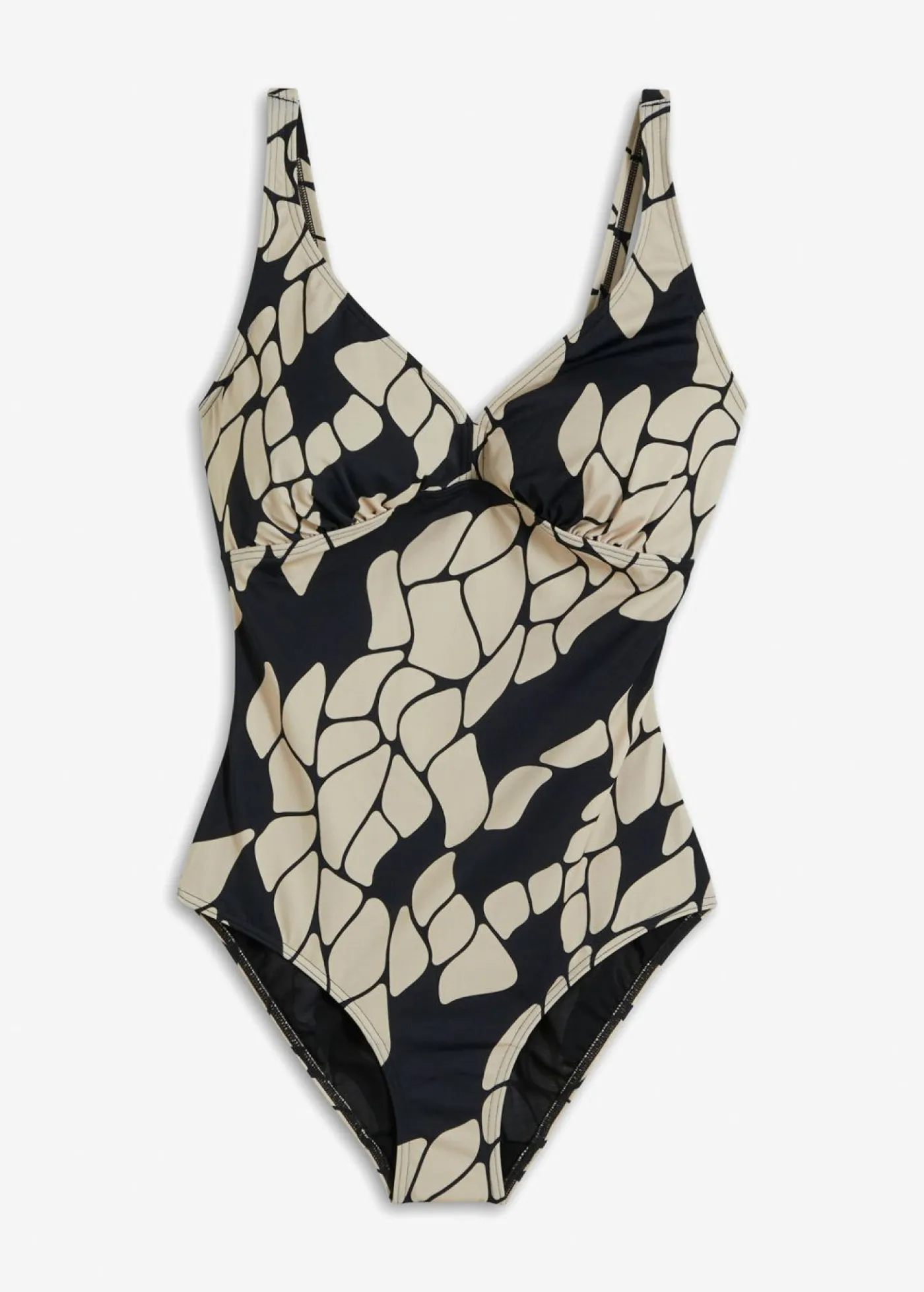 bonprix bonprix Vestidos Moldeadores|Bañadores>Bañador con efecto moldeador medio y escote en V Negro-beige