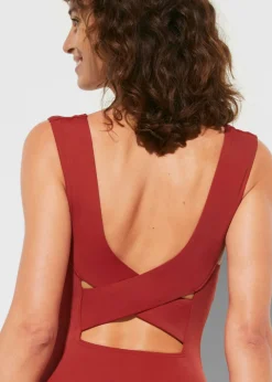 Mujer bonprix bonprix Bañador con efecto moldeador medio y escote en V