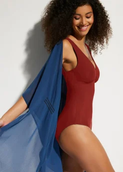 Mujer bonprix bonprix Bañador con efecto moldeador medio y escote en V