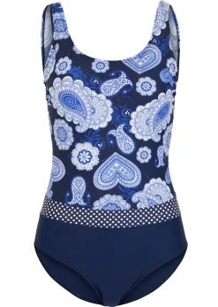 bonprix bonprix Vestidos Moldeadores|Bañadores>Bañador con efecto moldeador medio Azul-blanco