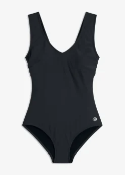 bonprix bonprix Ropa De Baño Deportiva|Vestidos Moldeadores>Bañador con efecto moldeador medio y escote en V Negro