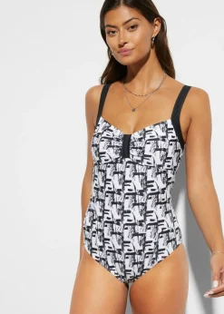 bonprix bonprix Vestidos Moldeadores|Bañadores>Bañador con efecto reductor, nivel 3 Blanco-negro de rayas