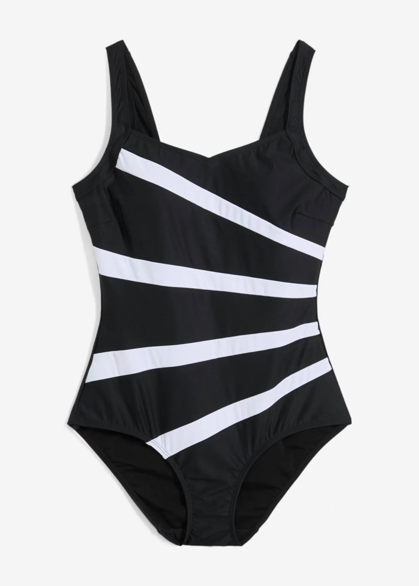 bonprix bonprix Ropa De Baño Deportiva|Vestidos Moldeadores>Bañador con gran efecto moldeador e insertos Negro-blanco con rayas