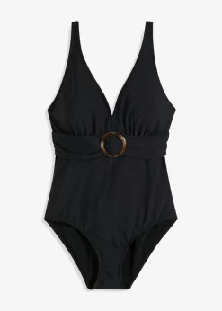 bonprix bonprix Vestidos Moldeadores|Novedades>Bañador con ligero efecto moldeador y escote en V Negro