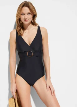 bonprix bonprix Vestidos Moldeadores|Novedades>Bañador con ligero efecto moldeador y escote en V Negro