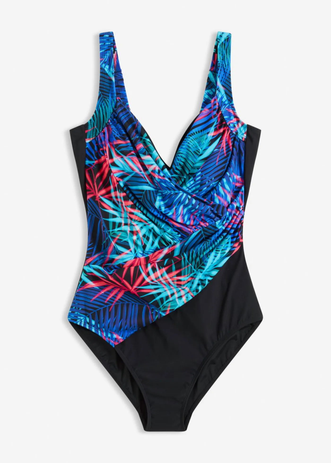 bonprix bonprix Vestidos Moldeadores|Bañadores>Bañador con ligero efecto moldeador en aspecto cruzado negro-azul-rosa caliente